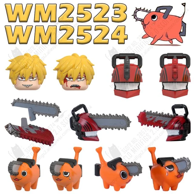 Blocos wm 2523 2524 homem motosserra denji pochita anime tijolos dos  desenhos animados mini figuras de brinquedo ação blocos de construção  montar brinquedos presentes