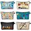 Musical Instrument Printing Cosmetic Bag Women Jazz Rock Makeup Bags Reusable Toiletry Bag Music Notes for Travel Cosmetic Case 1