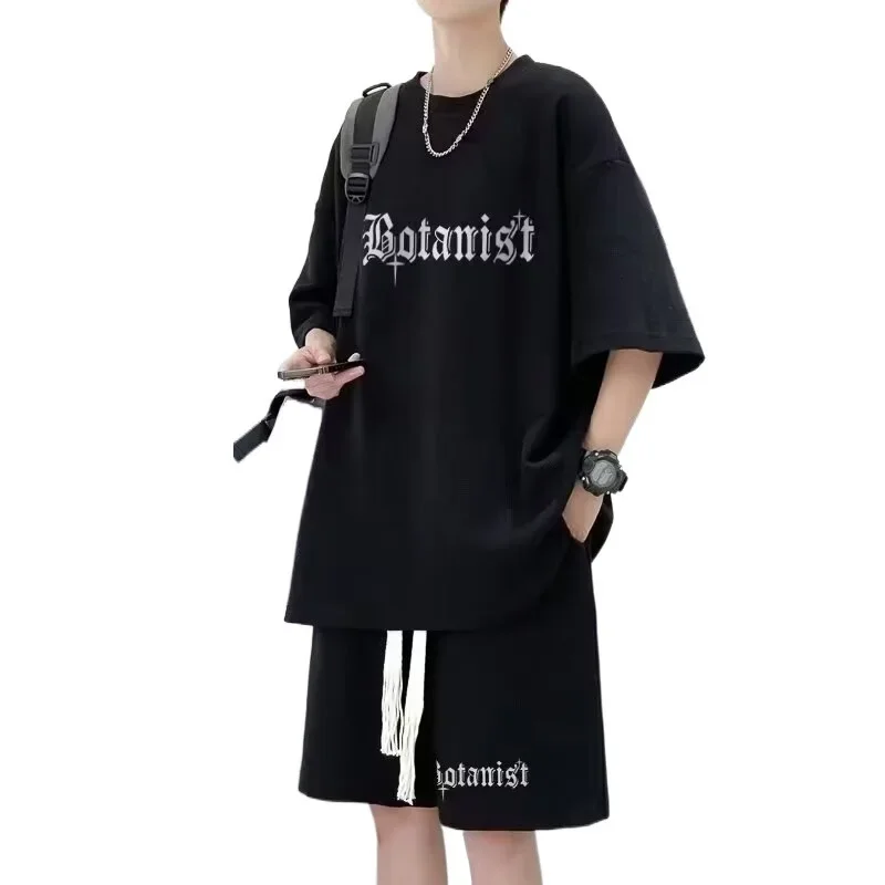 Black Grey Short Sleeve Set Net Picture Waffle Pattern Chinese Style Pants Unique And Special Purpose Clothing from Mainland Chi