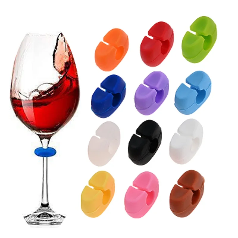 12Pcs Silicone Wine Cup Glass Markers Party Goblet Wine Drinking Cup Marking Tag Identification Bar Party Wedding Kitchen Decor