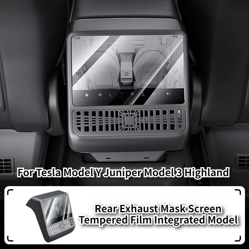 Protector de Pantalla Trasera de Vidrio Templado para Tesla Model Y Juniper Model 3 Highland 2025, Cubierta de Ventilación Trasera, Accesorios para Automóviles