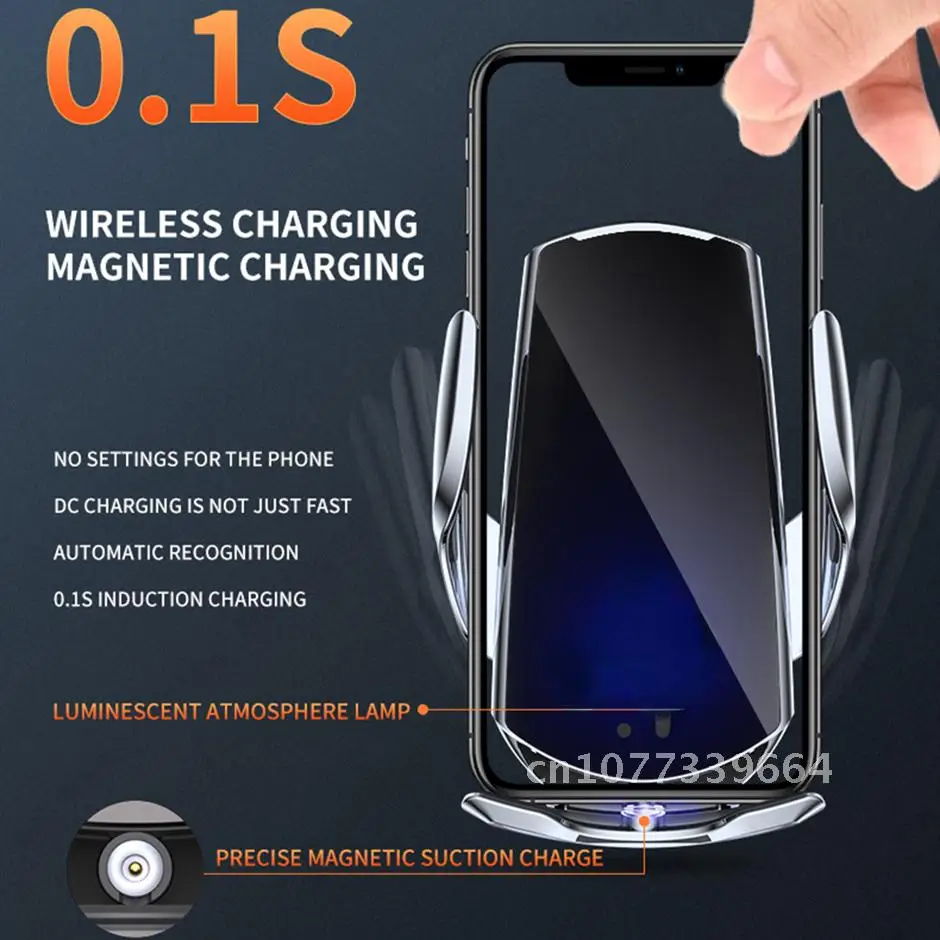 

Wireless Charger Car Qi 15W Magnetic Automatic Clamping for iPhone 13 12 11 Pro XR X 8 Samsung S20 S10 USB Charging Phone Holder