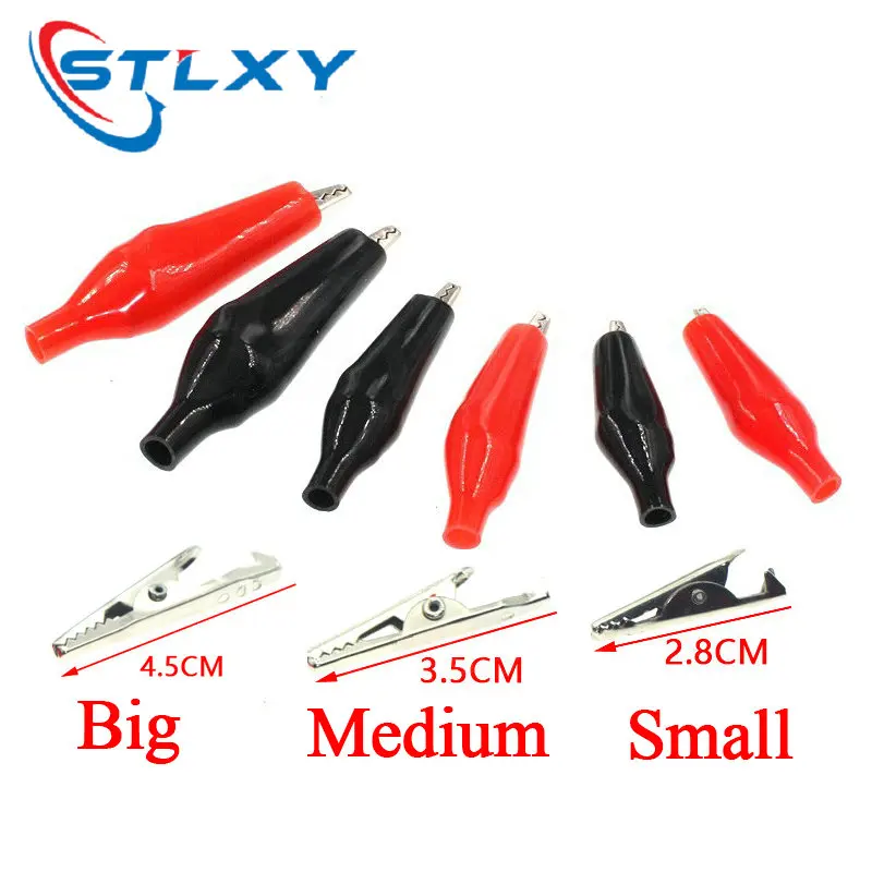 10pcs Metal Alligator Clip Crocodile Electrical Clamp Testing Probe Meter Black Red with Plastic Boot Car Auto Battery alligator clips
