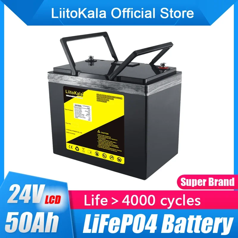 

LiitoKala lifepo4 24V 50Ah 60Ah battery pack with 100A BMS for motorcycle solar system ebike power wheelchair electric scooters