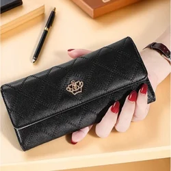 Elegant Pink Plaid Women’s Wallet - Stylish PU Leather Long Purse and Phone Holder (Black)
