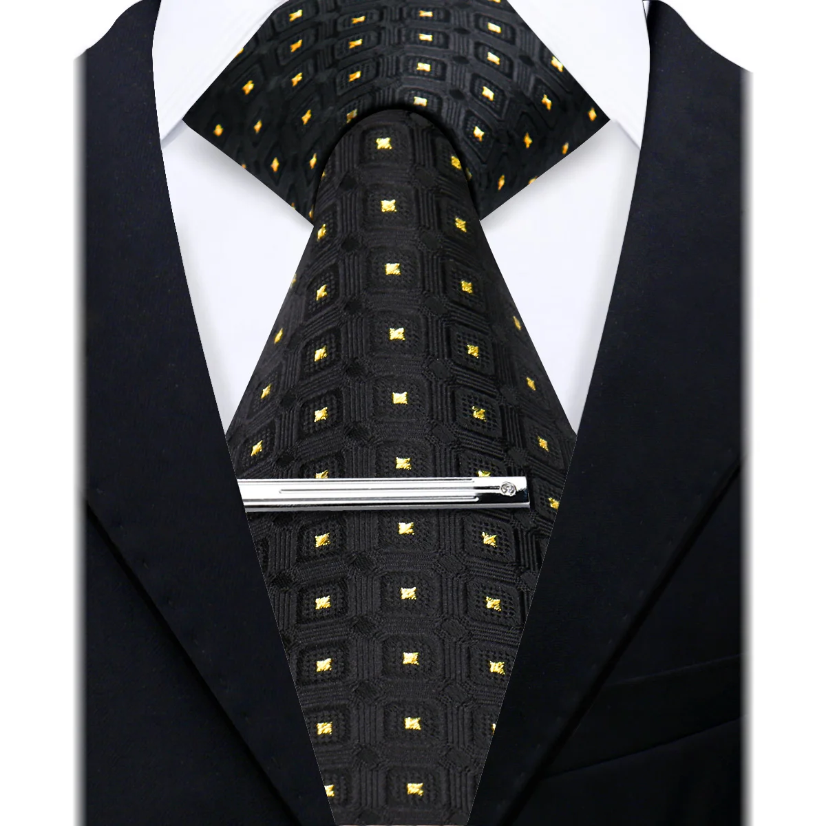 Neck Tie And Tie Clip Two Pieces Set For Men Luxury Wedding Business
