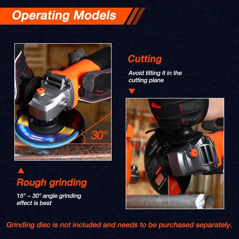 ValueMax 750W Electric Angle Grinder 125mm 220V Corded Grinding Machine Grinding Polishing and Cutting Machine Repair Power Tool