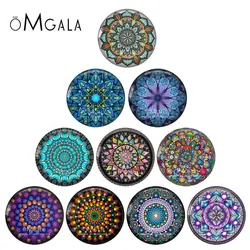 Fashion Colorful Abstract Mandala Art Pattern 12mm/14mm/18mm/20mm/25mm Round photo glass cabochon demo flat back Making findings