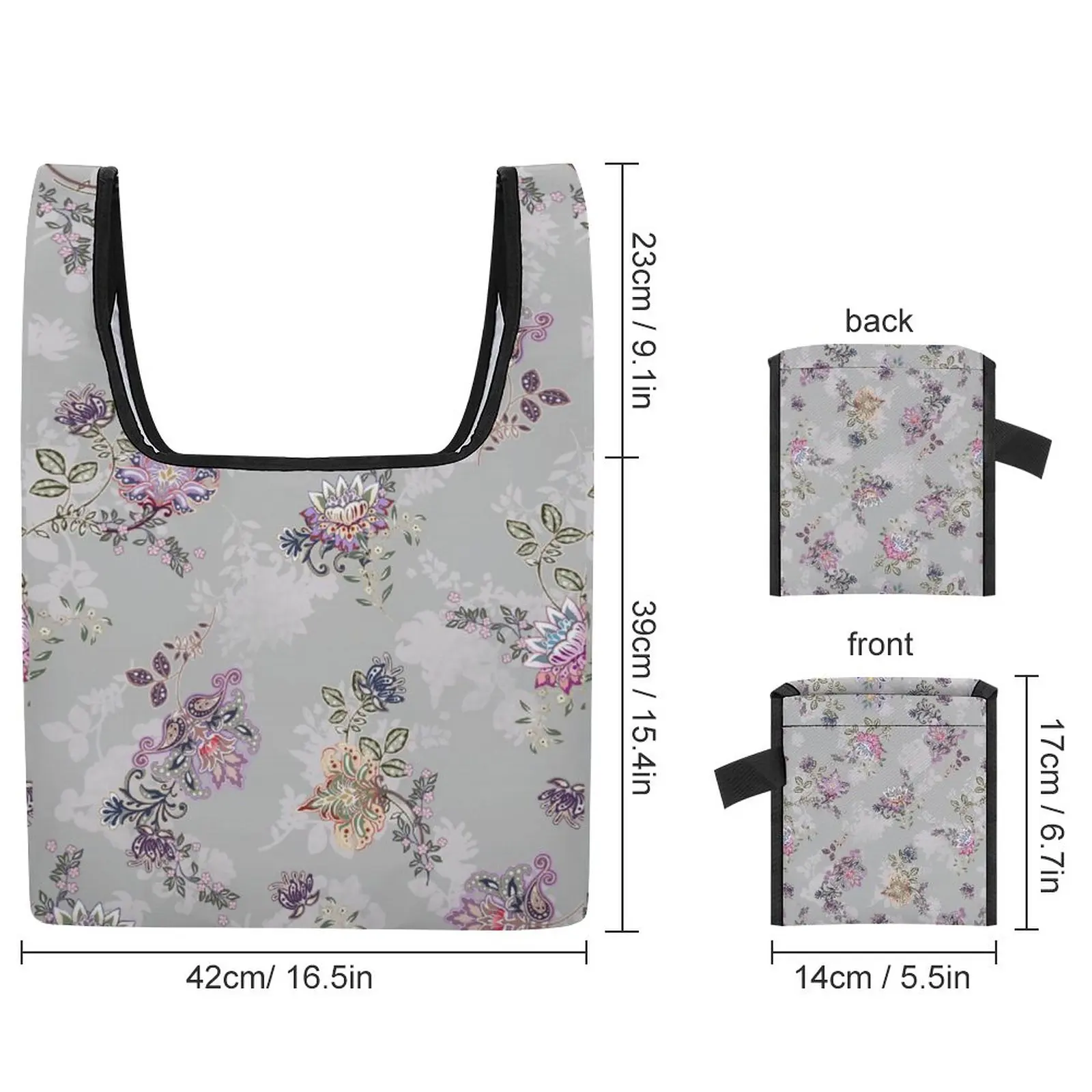 Customized Printed Color Blocked Tote Shopper Bag Ethnic Style Foldable Shopping Bag Handbag Straps for Crossbody Custom Pattern