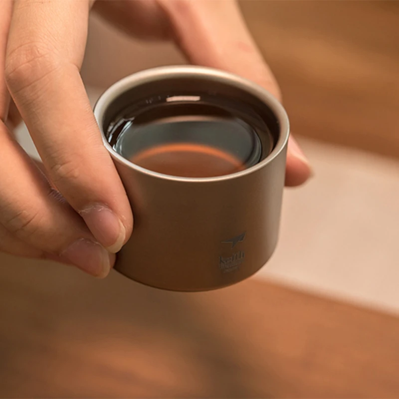 120ml Ultraléger Titane Double Paroi Isolé Tasse Tasse à Thé Tasse à Thé pour le Camping en Plein Air Randonnée Backpacking Home Office