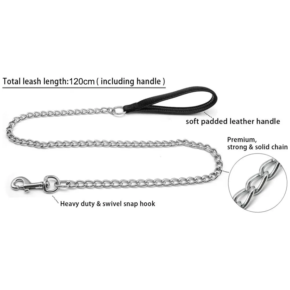 Dog Leash For Large Dogs Chew Proof Metal Leash Chain For Medium