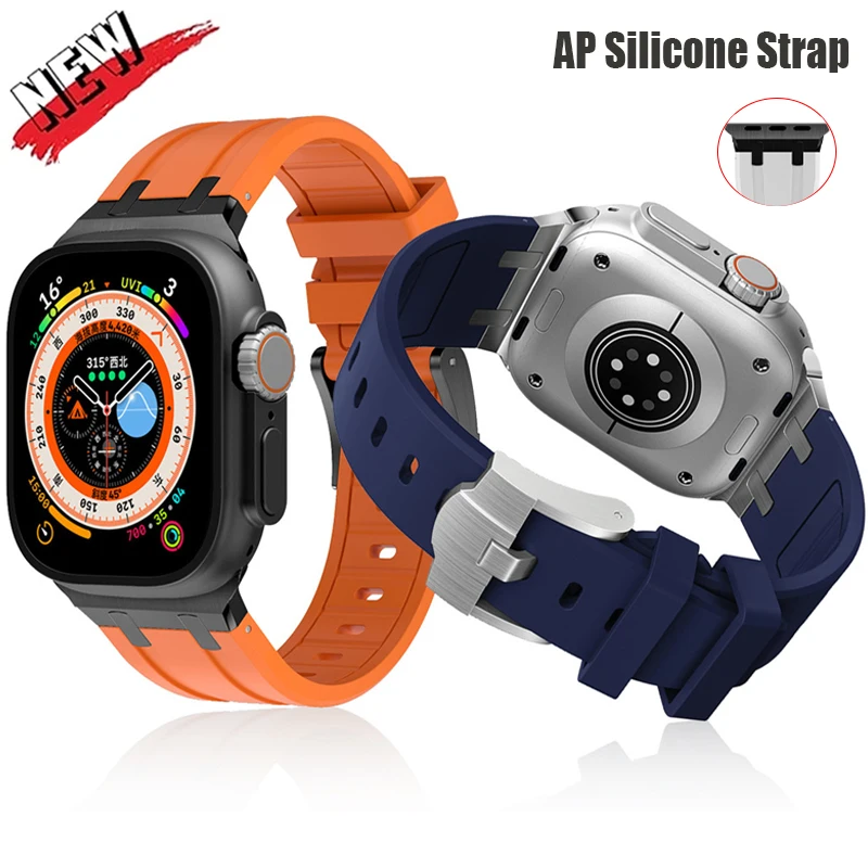 

Ремешок силиконовый для Apple Watch Band 44 мм 45 мм 42 мм 49 мм 40 мм 41 мм, спортивный резиновый браслет для iWatch 6 7 8 5 SE 4 Ultra
