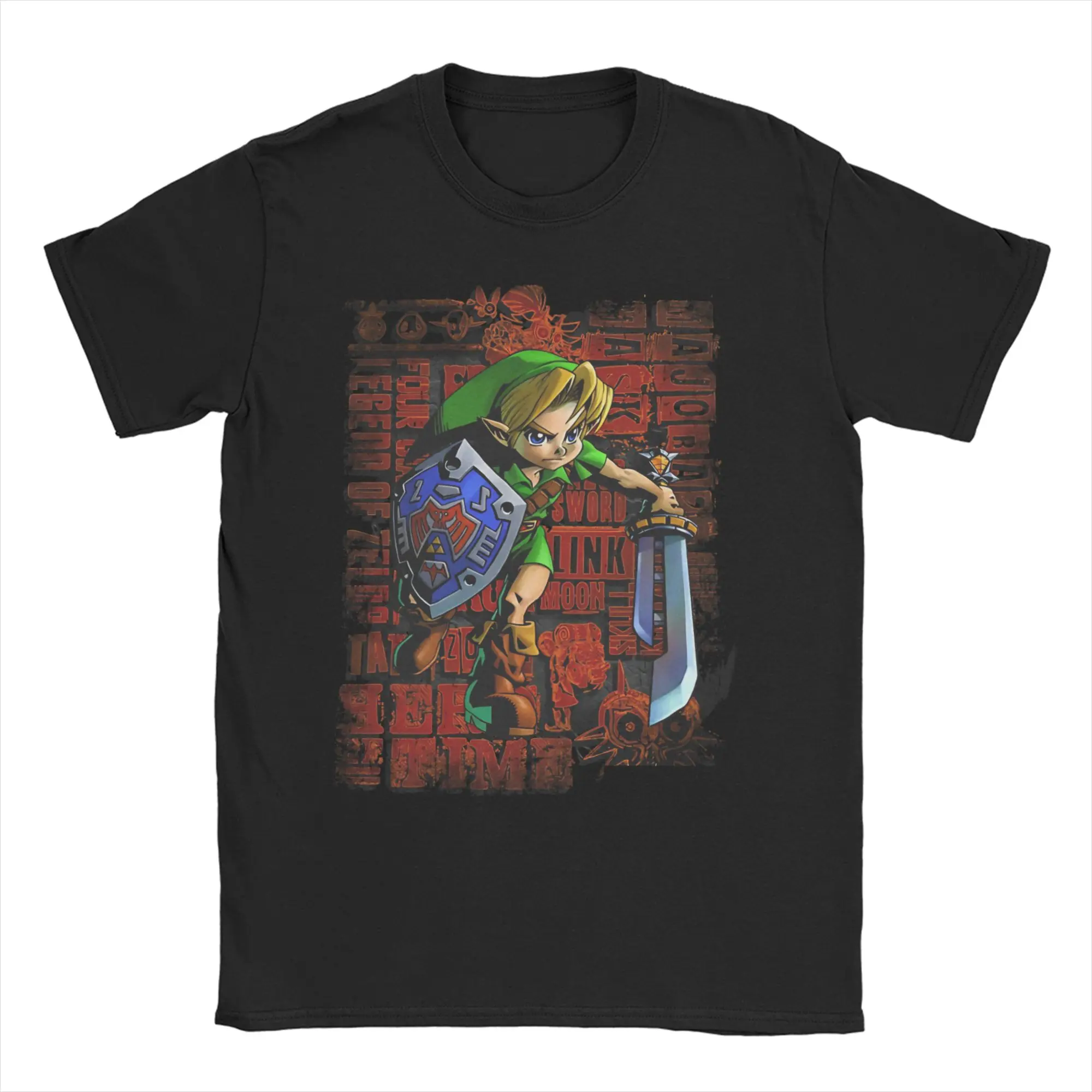 Majoras Mask Link Action Portrait Zeldas Legend Herren Damen T-Shirts Kreative T-Shirts Kurzarm-T-Shirts mit rundem Kragen 100 % Baumwolle