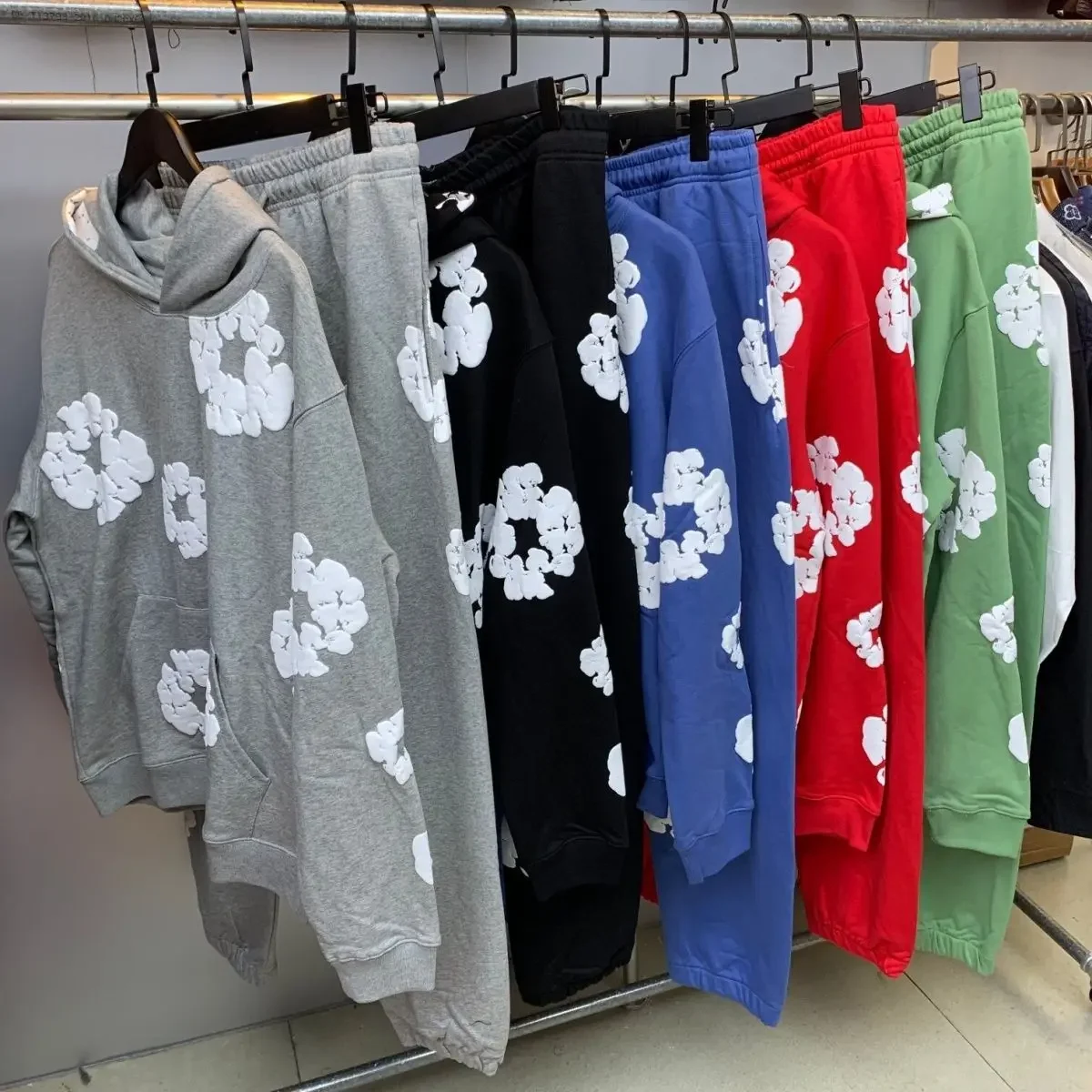Fashion Top Quality New Men's Women's Same Foam Printing Pure Cotton Comfortable Hooded Sweater with Trousers Set 2