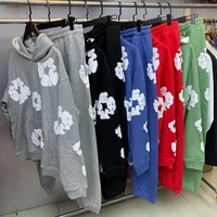 Fashion Top Quality New Men's Women's Same Foam Printing Pure Cotton Comfortable Hooded Sweater with Trousers Set 2