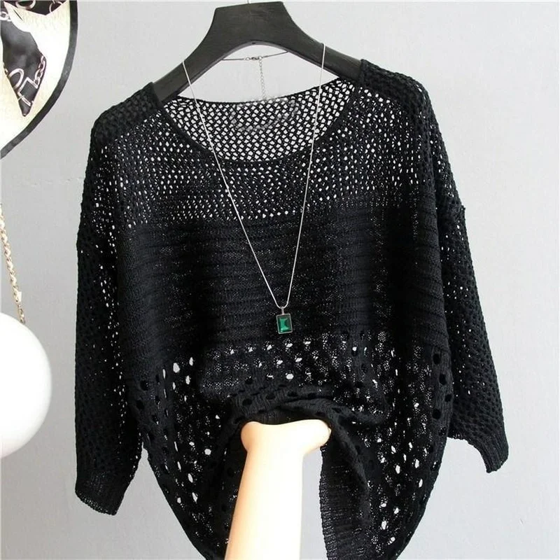 Spring and Summer New Ice Silk Knitted Vest Top Hollow Out Thin Bottoming Sling Streetwear Womens Clothing White Shirt