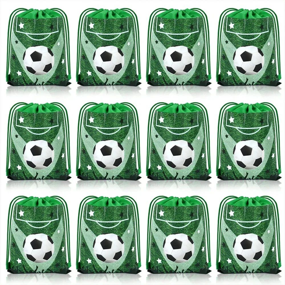 3–10 Stück Fußball-Fußball-Thema-Geschenktüten, Vlies-Kordelzug, Goodie-Tasche, Rucksack für Kinder, Sport, Geburtstag, Party, Gastgeschenke, Dekorationszubehör – Detail 1