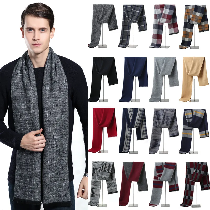 

2023 Scarf Men's Winter Cuellos Bufandas Invierno Cashmere Fashion Plaid Thickened Warm Neck Protection Scarf Shawl Wholesale