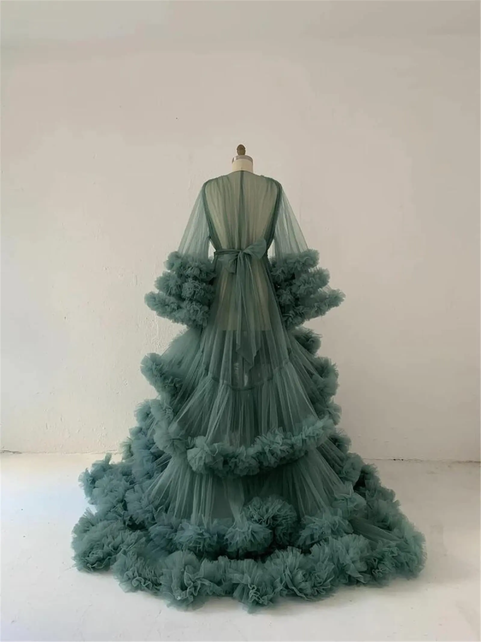 Ruffle Evening Dresses Tulle Robe for Maternity Photoshoot Fluffy
