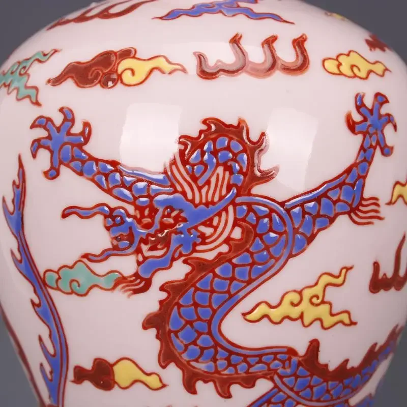 Ming Chenghua Red Dragon and Phoenix Pattern Chinese Vases Antique Unearthed Craft Porcelain Retro Gift Chinese Vases for Plants 2
