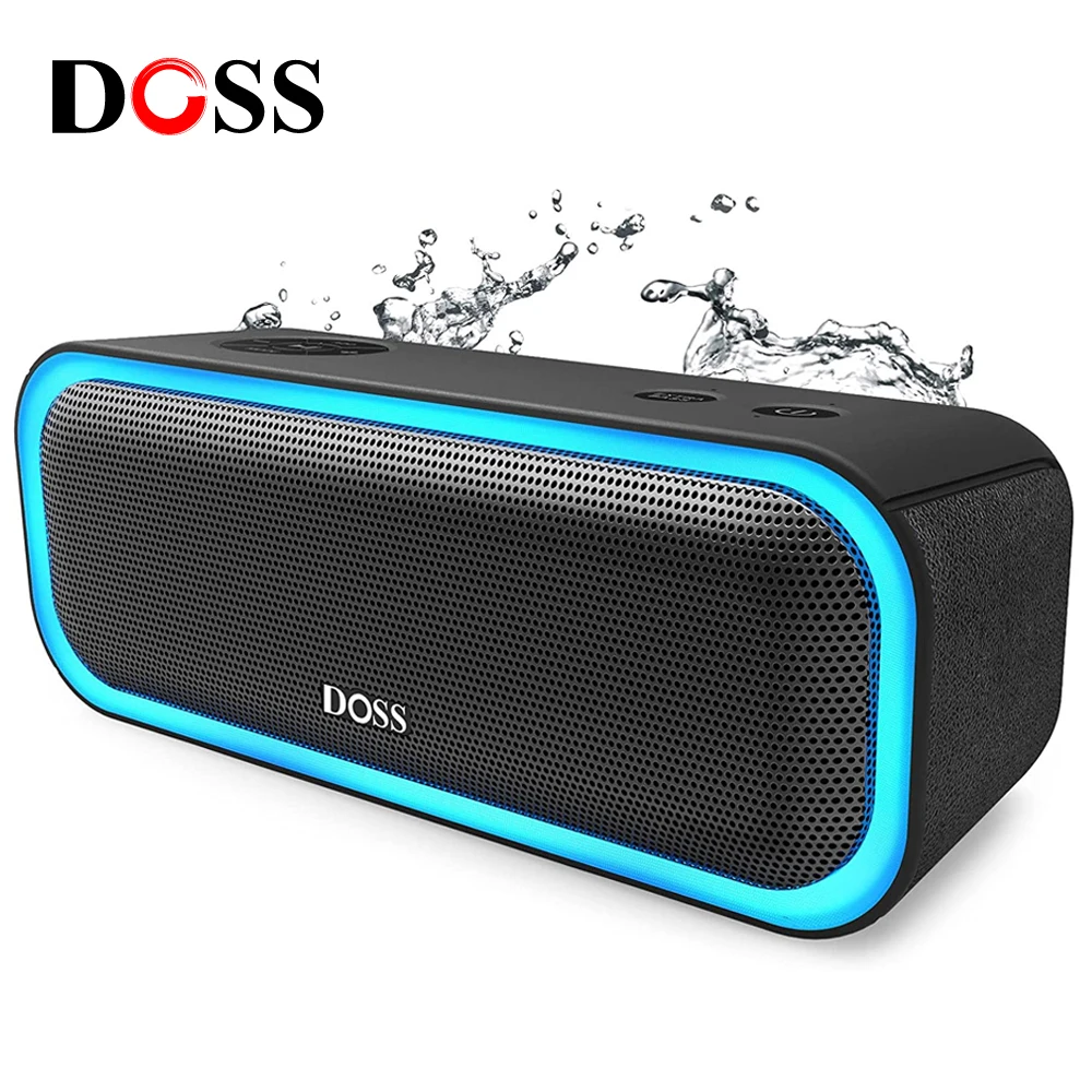 DOSS Wireless Speaker Bluetooth 5.0 Powerful 20W Stereo Enhanced Bass Sound Box Waterproof Multiple Color Light Portable Speaker