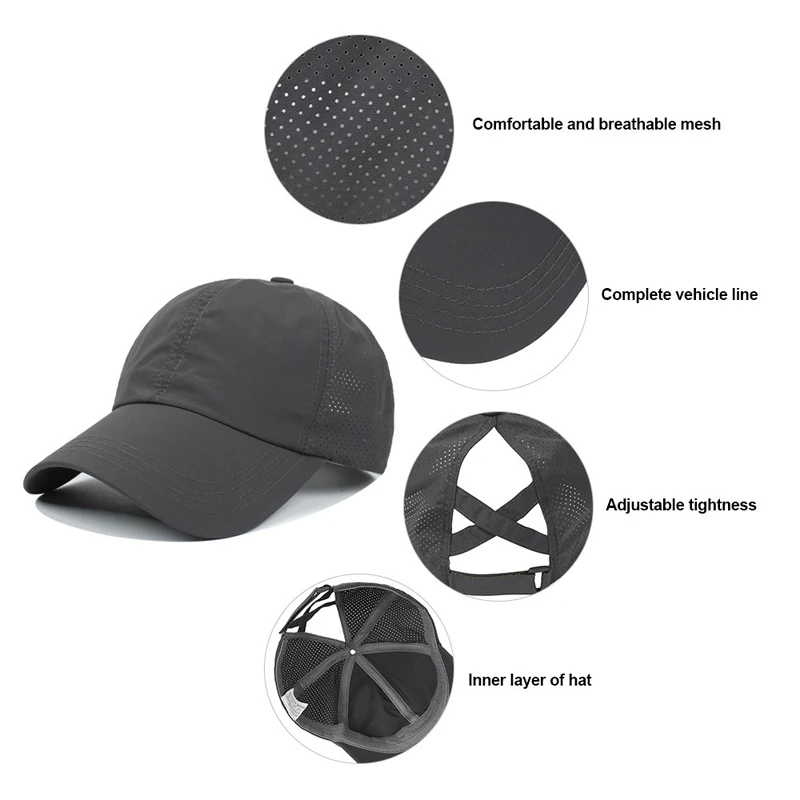 Quick-dry Women Baseball Cap Summer Sports Teenager Girls Ponytail Hat Fashion Woman Sun Hats for Outdoor Travel 3