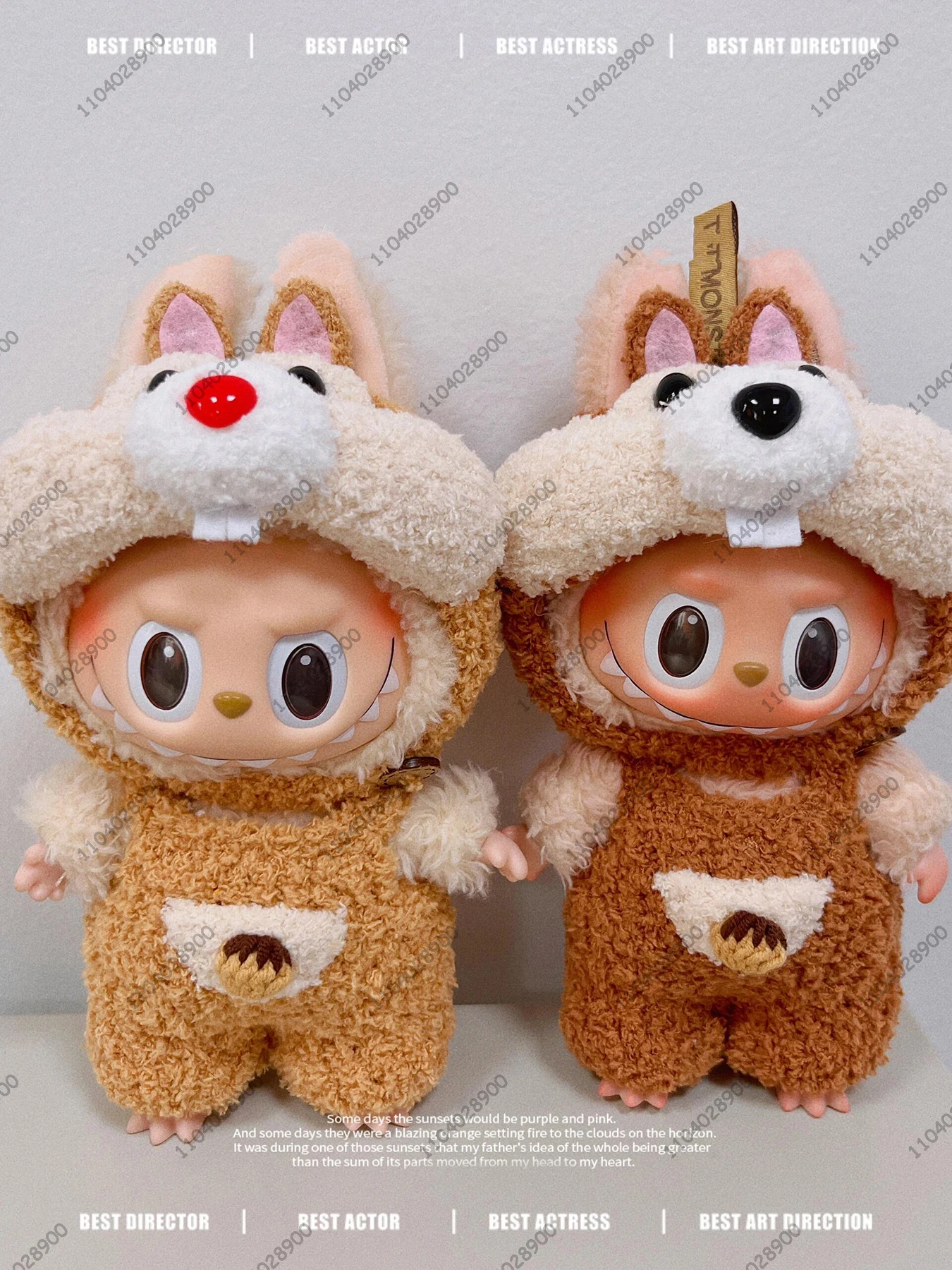 Labubu The Monsters Disney Mickey Mouse Chip And Dale Costume Doll Clothes Original Replica Vinyl Doll Action Figure Bag Charm