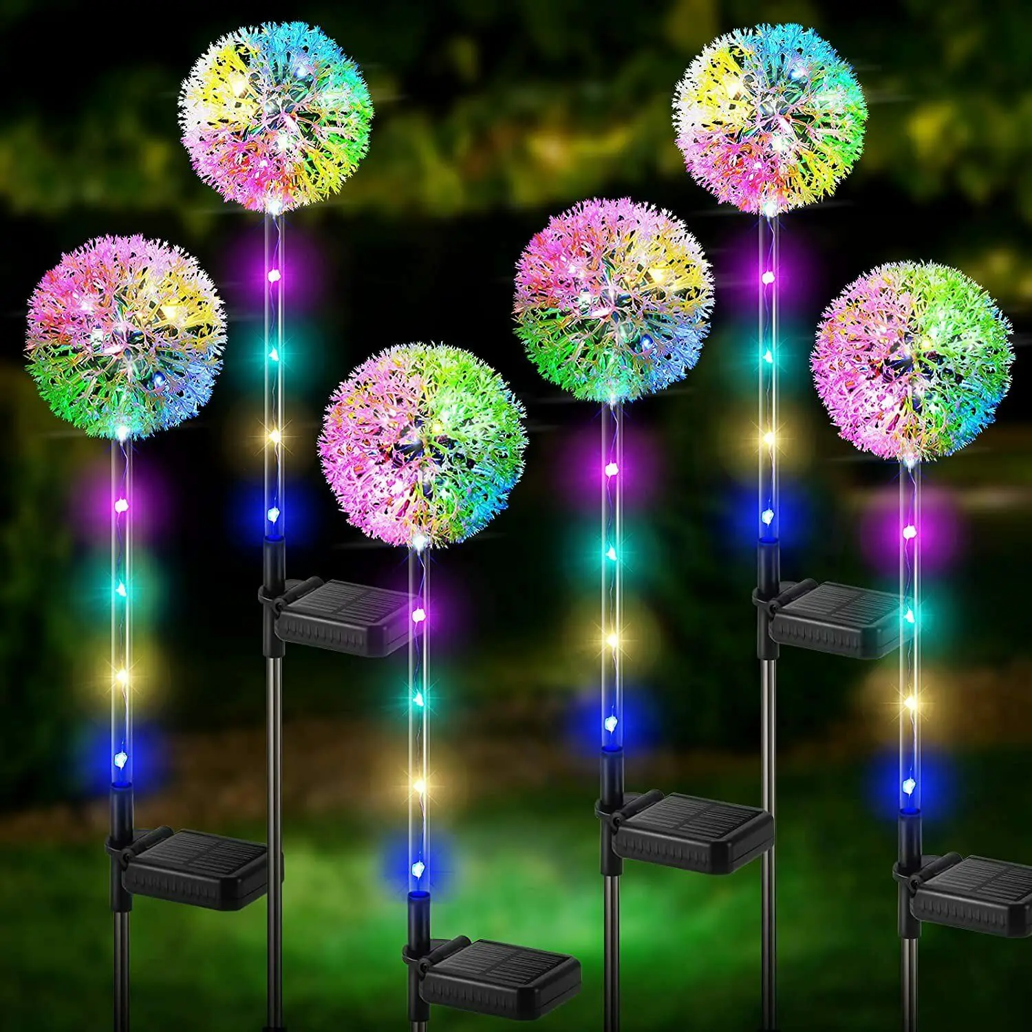 

D2 2pcs Solar Led Lamps Dandelion Flower Light Outdoor Garden Pathway Stake Landscape Solor Lawn Lamp Porch Path Lights Wedding