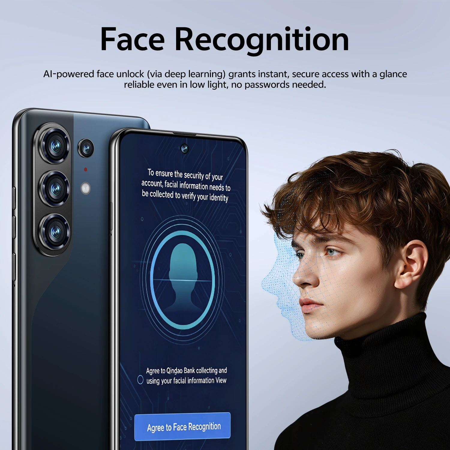 Smartphone IVMI Global Camon50 Pro Android 10.0 3 Go + 16 Go 6,85'' Double SIM GPS Déverrouillage Facial Réseau 4G Écran Courbé Téléphones Mobiles