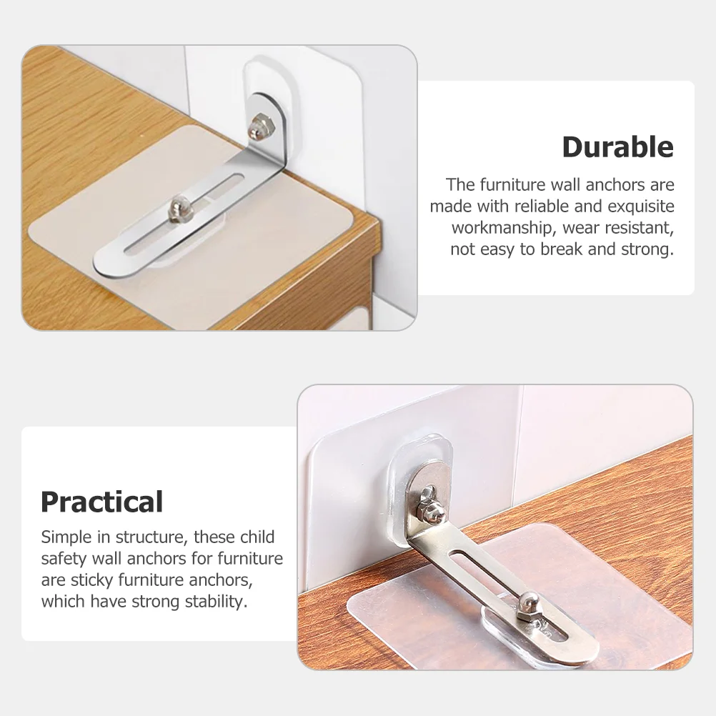 Adhesive Furniture Wall Anchors No Drill Anti Tip Furniture Straps for Baby Proofing Secure Your with Ease furniture wall anchors 6Pcs