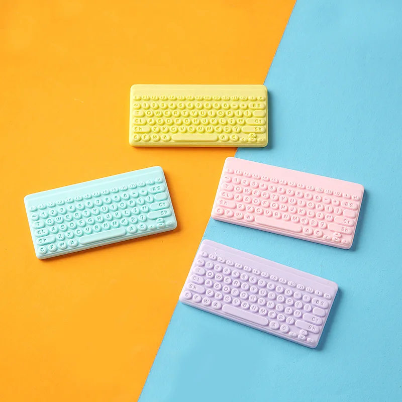 Teclado de simulación de Macron para decoración, 4 piezas, Diy, bonita funda de teléfono, teclado de resina Kawaii, llavero con personalidad, pendientes creativos, decoración
