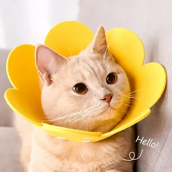 Soft Waterproof Recovery Cone for Cats, Adjustable Anti-Lick Collar for Wound Healing After Surgery, Comfortable E-Collar.