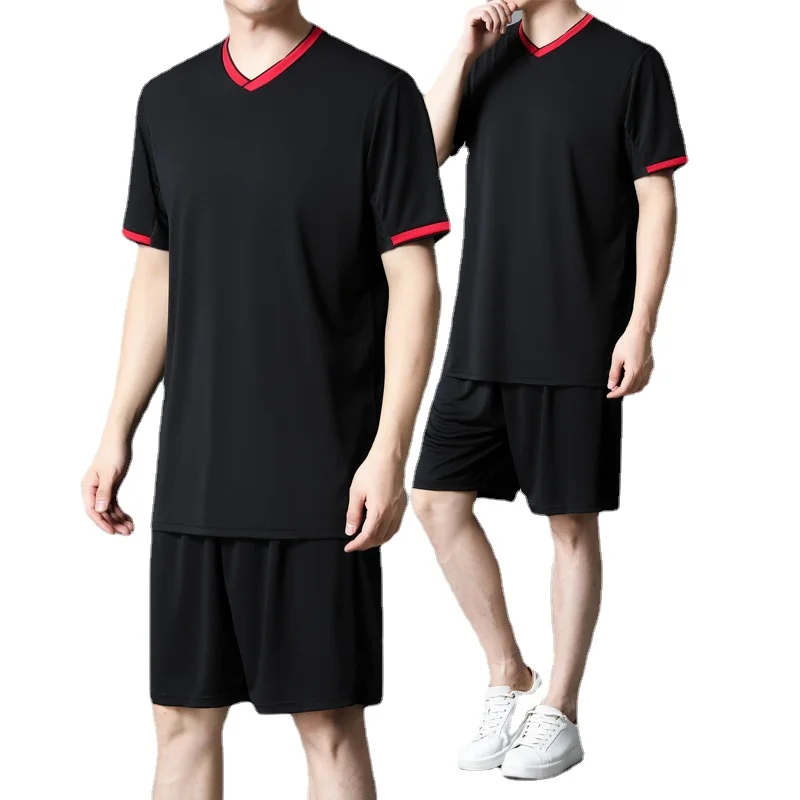 

Men's Casual Sports Set Ice Silk Short Sleeved Summer New Shorts Clothing Suits for Men T Shirt Sweatpants Tracksuit
