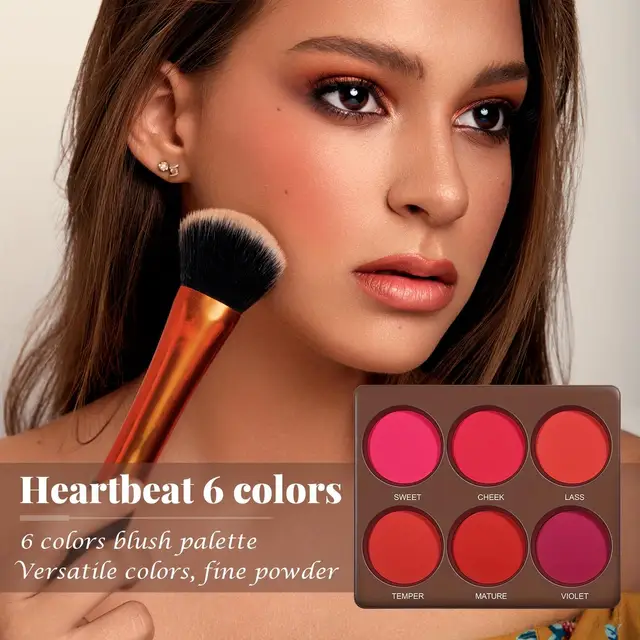 6 Colors Waterproof Matte Blush Palette Medium Buildable Coverage Long-Lasting Natural Finish Suitable for All Skin Types 2