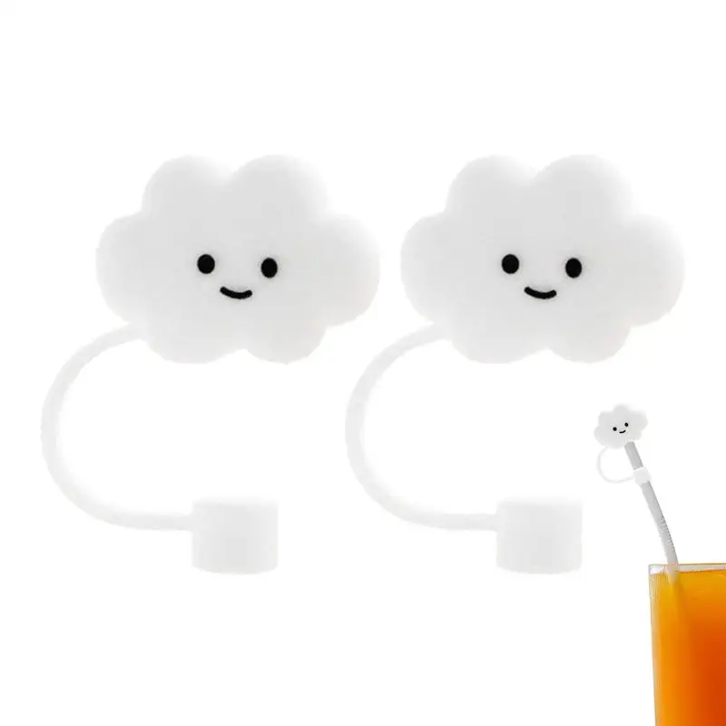 

Silicone Straw Covers 2pcs Cloud-Shaped Silicone Cute Straw Tips Cover Reusable Straw Cover Caps For 6-8mm Straws Party Gifts