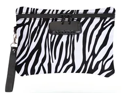 Compact Zebra Striped Smoking Stash Pouch with Secure Zipper and Lock (Zebra Striped)