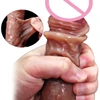 Soft Sliding Foreskin Big Dildo Real Veins Suction Cup Thick Cock Anal Adult Toy for Men Women Gay Silicone Masturbation Penis 1