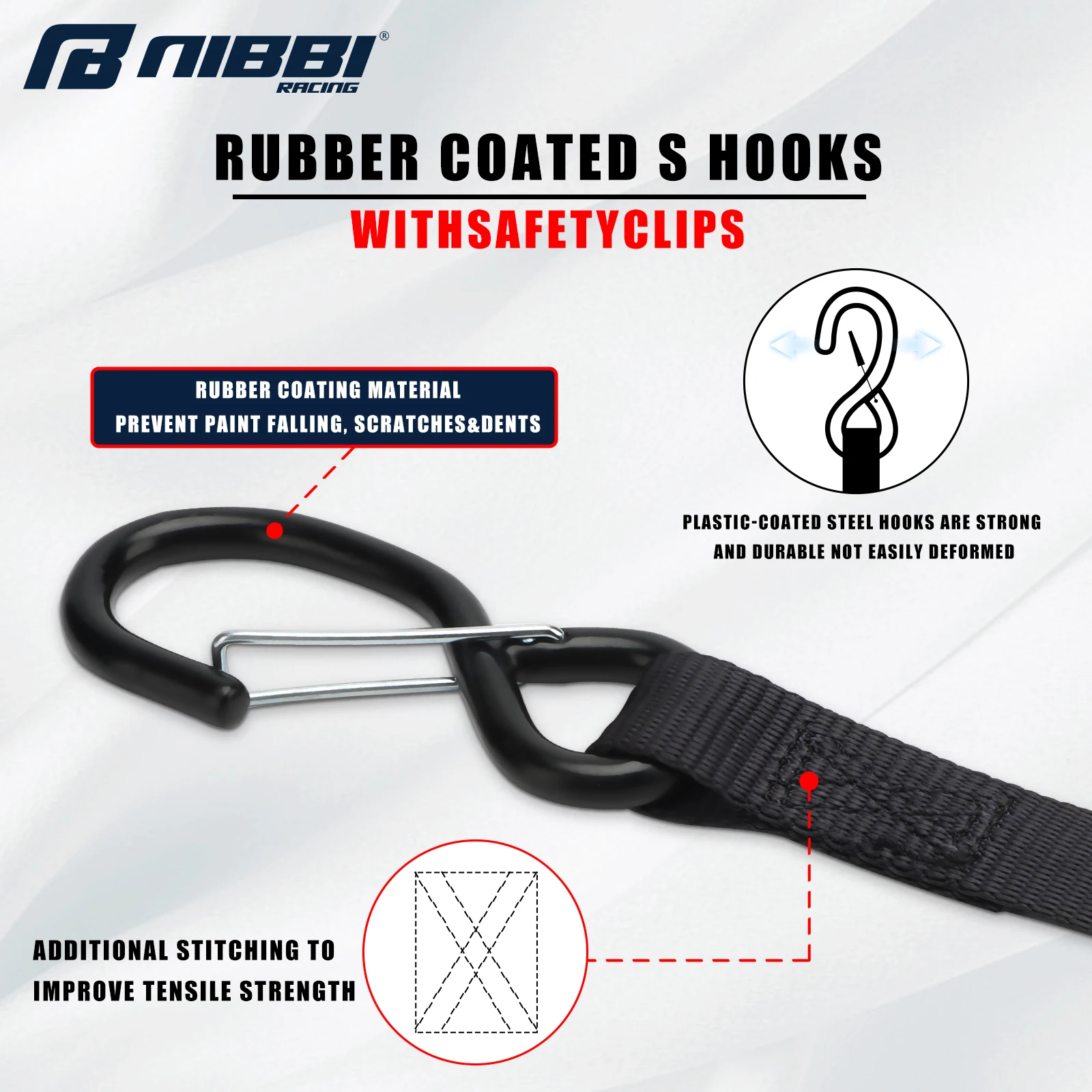 NIBBI 2 sets Strong Buckle Tie Down Belt 5M Cargo Luggage Strap For Car Motorcycle Bike Metal Ratchet tightener Baggage Straps Cargo Straps Luggage Strap Cargo Tie Down Strap Tie Down Straps Lashing Strap