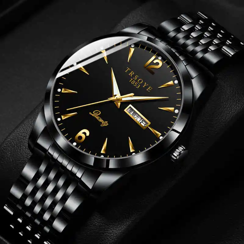 TRSOYE Relojes Men's Watch Stainless Steel Business Luxury Watch Waterproof Luminous Quartz Watch Fashion Casual Wrist Watches