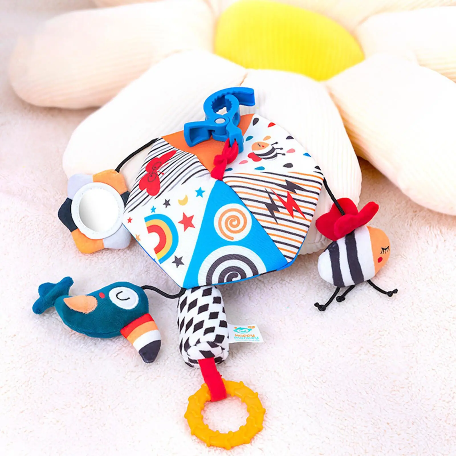 Baby Color Plush Umbrella Wind Chime Baby Bed Bell Visual Inspiration Baby stroller pendant Wind Chime Comfort Toy