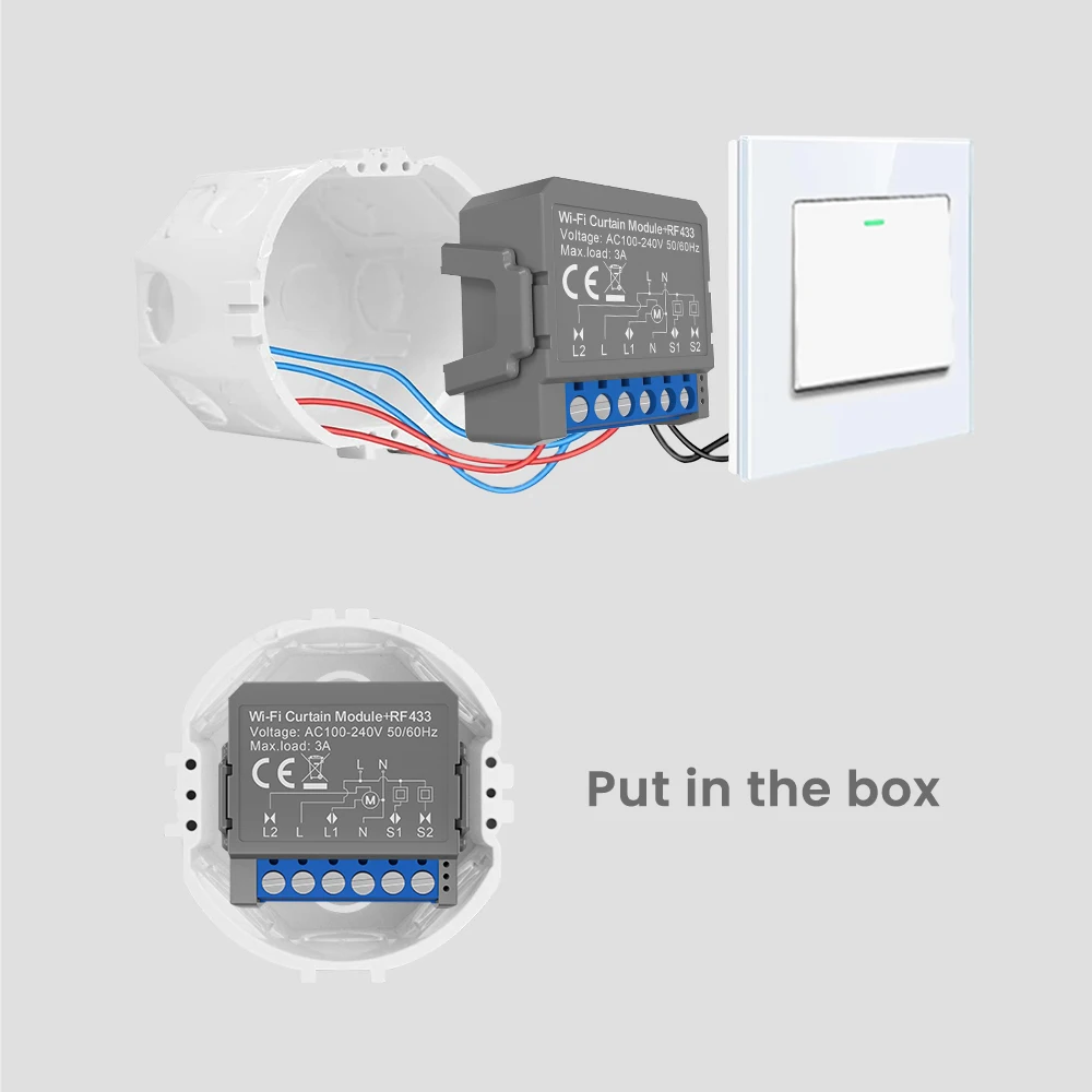 Tuya WiFi RF Smart Curtain Module for Roller Blinds and Curtains,Motorized Curta