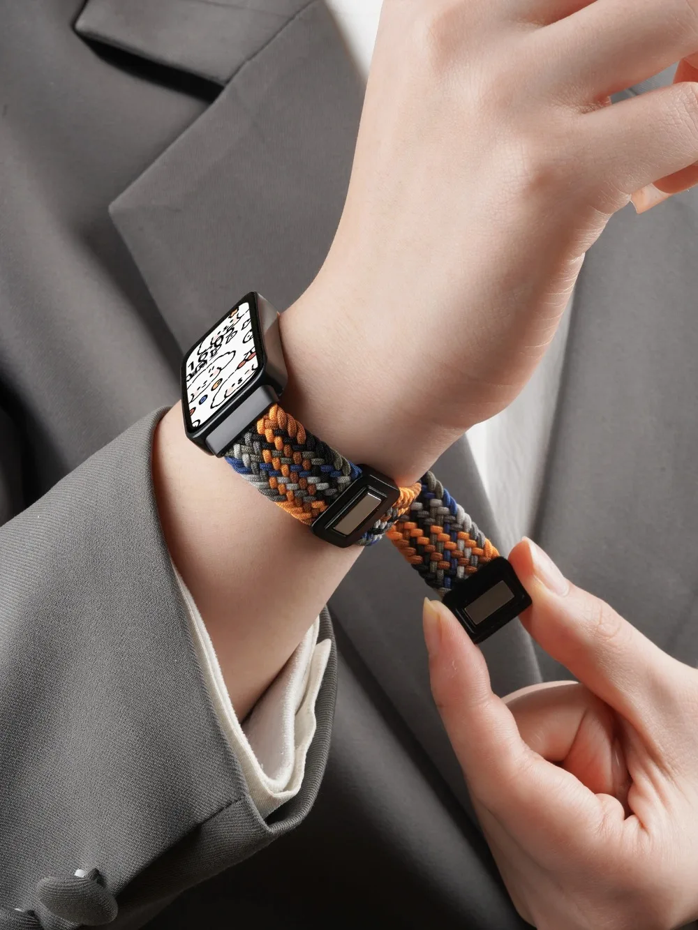 Braided Nylon Loop Strap with Magnetic Buckle for Fitness Tracker Bracelet