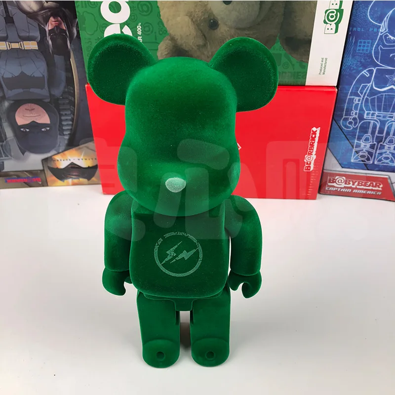 

Bearbrick1 Violent Bear Building Block Green Flocking Lightning Fujiwara1 Hiroshi1 Trend Doll Figure Ornament