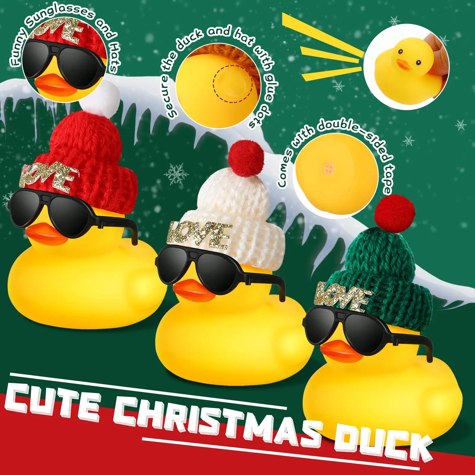 6/12/24 Pcs Mini Rubber Ducks Cruise Rubber Ducks in Bulk Valentine's Day Gift Small Duck Toy for Hiding Party Favor 4