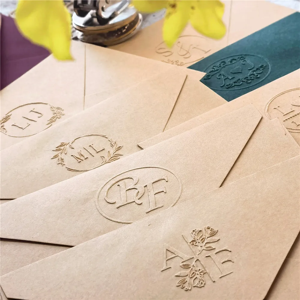 design Embossing Seals customize double Name 2 initials personalized Letter stamp