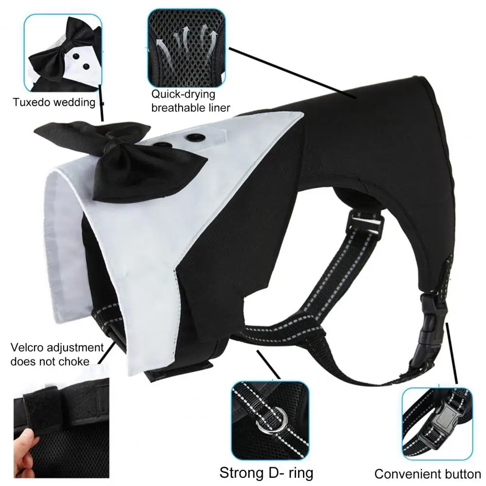 Dog Costume Set Formal Dog Wedding Suit with Leash Ring Dog Tuxedo Clothes Soft Breathable Dogs Tuxedo Wedding Party Suit for Small Medium Dogs