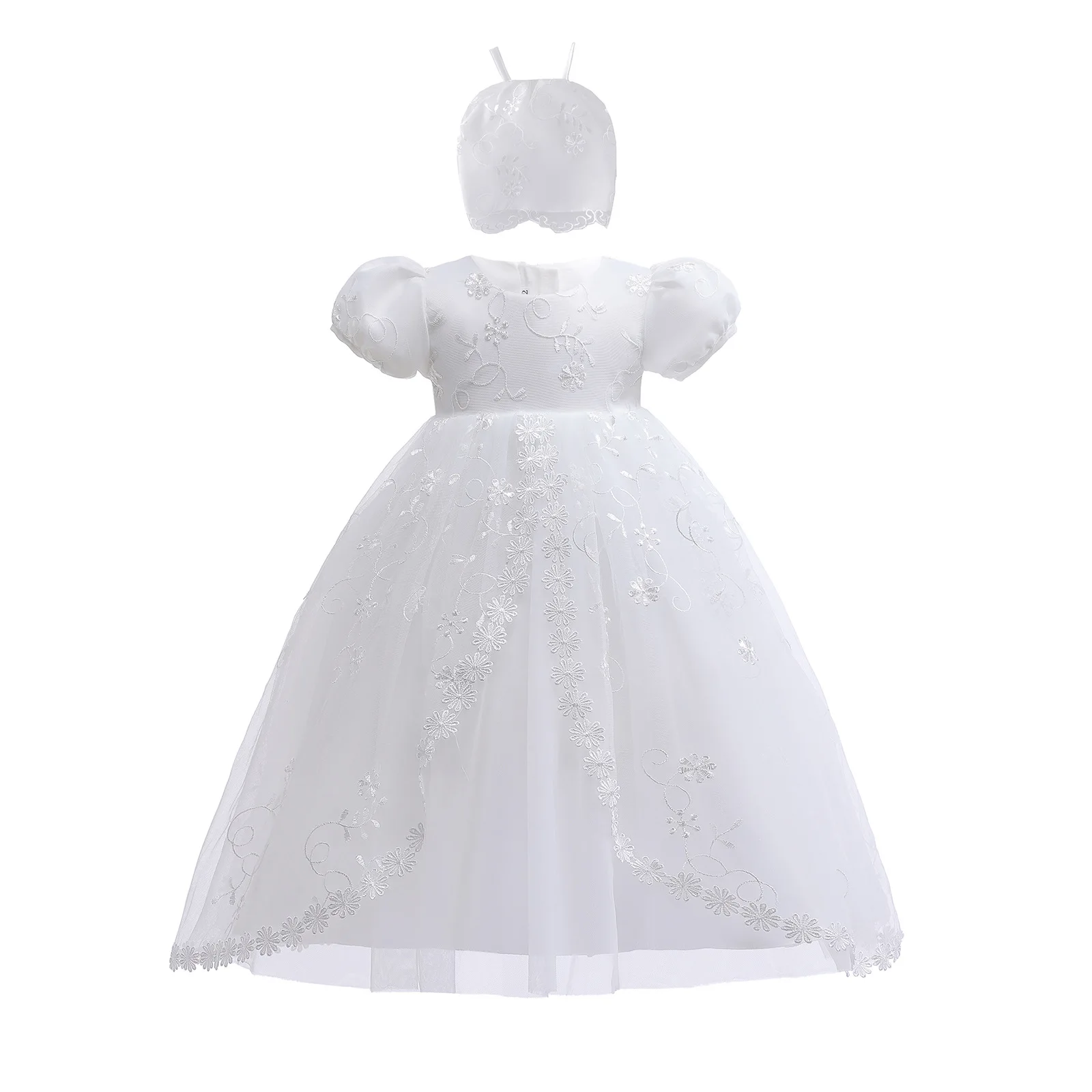 

HETISO Toddler 1st Birthday Dress For Baby Girl Lace Princess Christening Gown Infant Party Dresses with Cap 3-24 Months