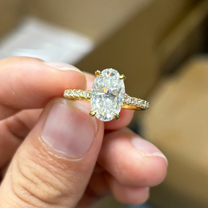 PureNew 1ct-4ct Radiant Cut Full Moissanite Diamond Rings For Women Original 925 Silver Luxury Oval Cut Lady's Diamond Ring 2024 4
