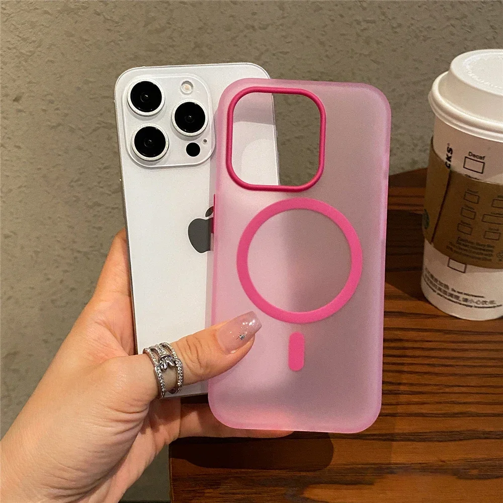 Matte Candy Magnetic Wireless Charging Transparent Case with Shockproof Protection
