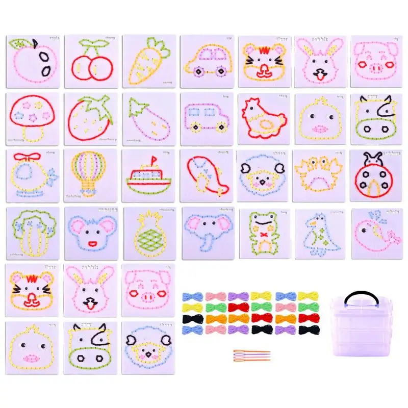 Lacing Cards For Kids Ages 3-5 Toddler Sewing Threading Board String Knitting Kits Toddler Lacing Cards Sewing Board Toys For